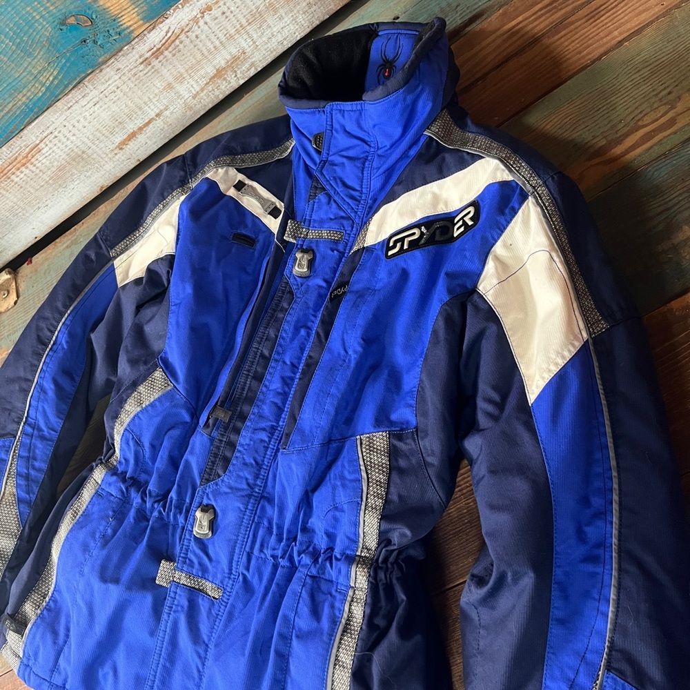 Youth Spyder Ski Snow Jacket- Blue & White- Size 18 XL